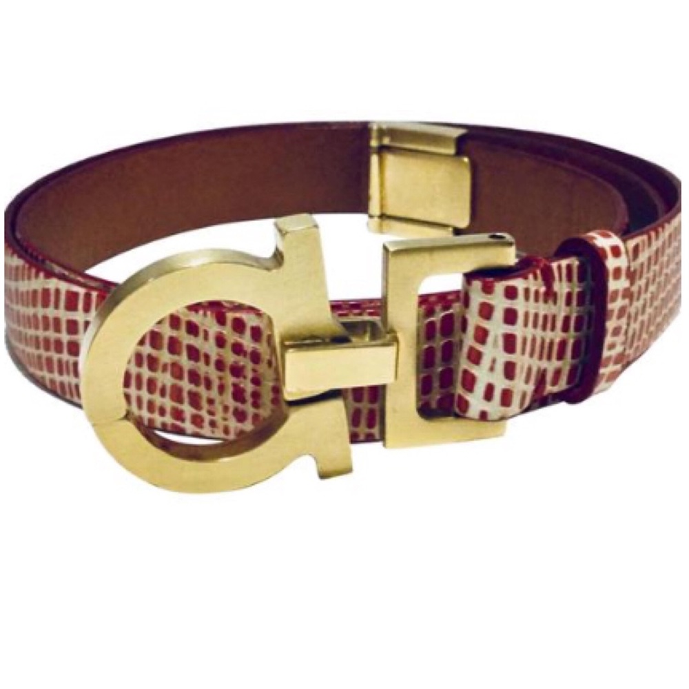 SALVATORE FERRAGAMO GANCININ LEATHER BELT.